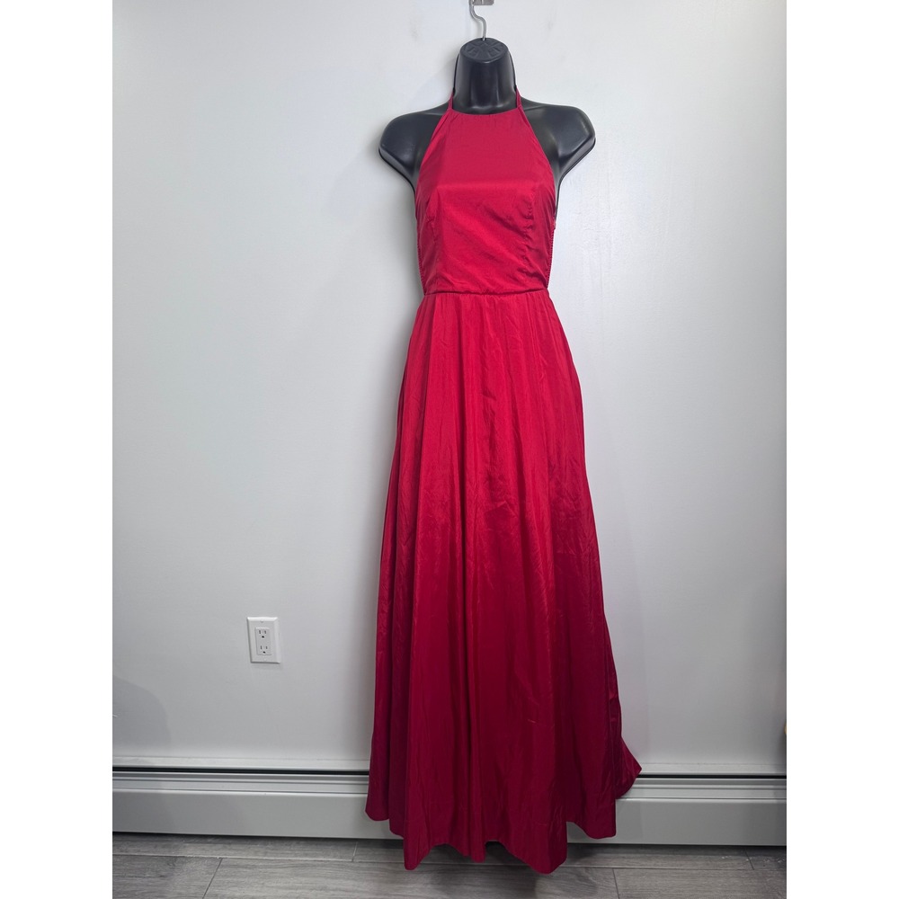 Hansen & Gretel Gilda Women Red Halter Neck Maxi Gown Formal Dress Size XS